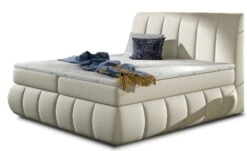 Lit Continental Matelassé Simili Cuir Beige Clair Florencia