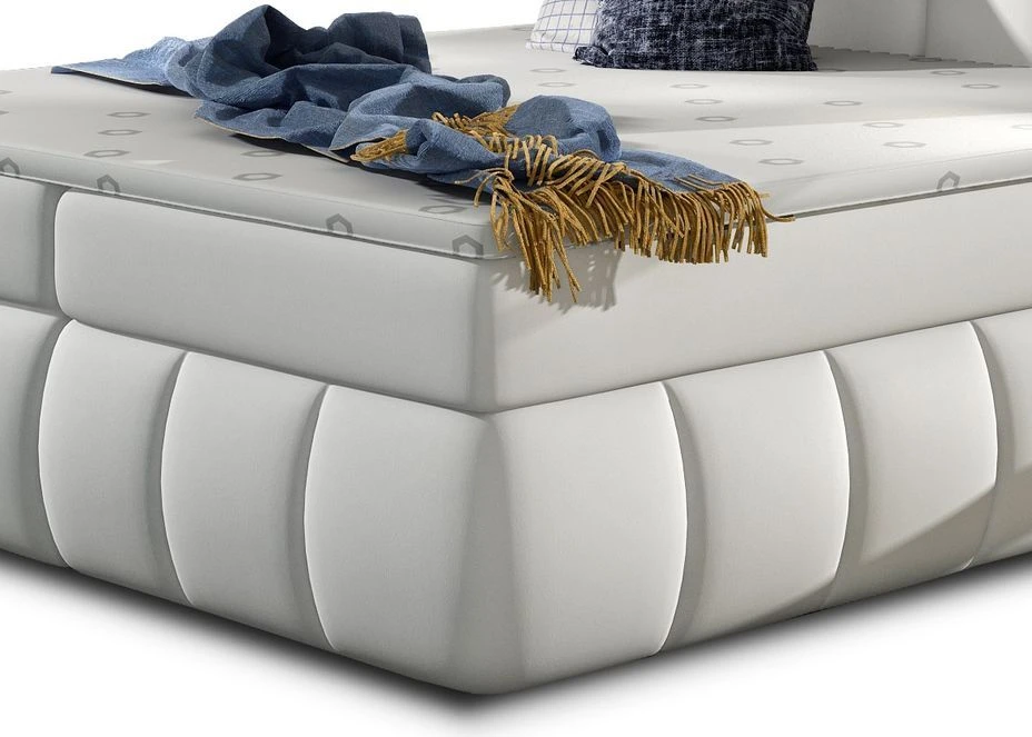 Lit Continental Matelassé Simili Cuir Blanc Florencia 6 Lit Continental Matelassé Simili Cuir Blanc Florencia – Image 4