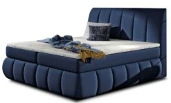 Lit Continental Matelassé Simili Cuir Bleu Florencia