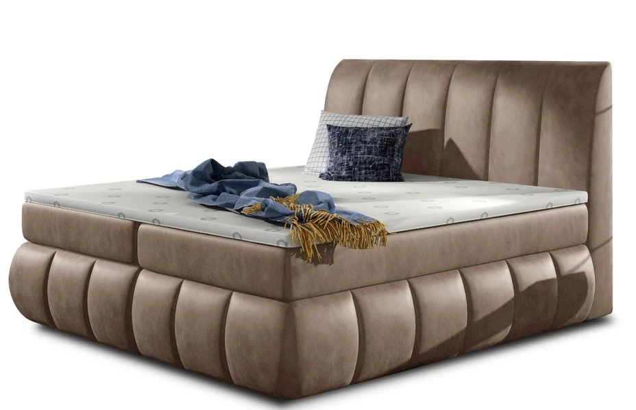 Lit Continental Matelassé Velours Marron Clair Florencia 3 Lit Continental Matelassé Velours Marron Clair Florencia