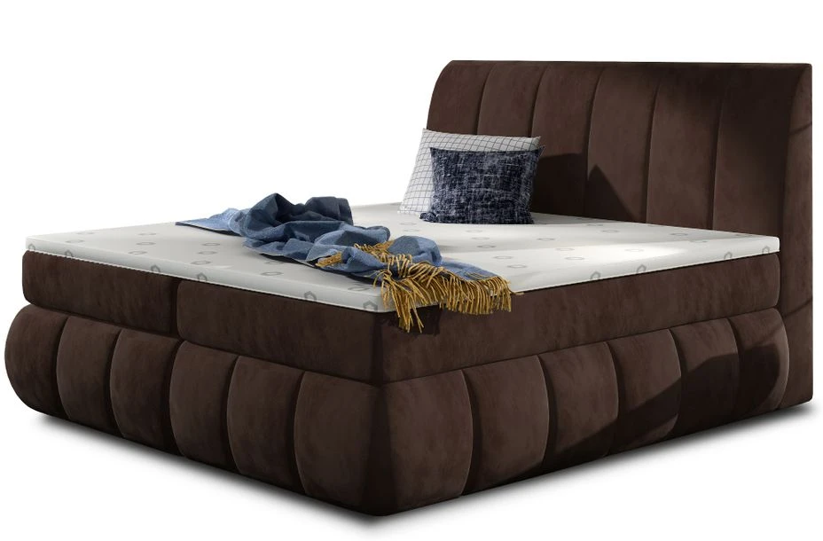 Lit Continental Matelassé Velours Marron Florencia 3 Lit Continental Matelassé Velours Marron Florencia