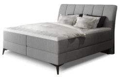Lit Continental Moderne Avec Matelas Tissu Gris Clair Brato