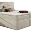 Lit Continental Simili Cuir Beige Clair Avec Matelas Et Surmatelas Louna