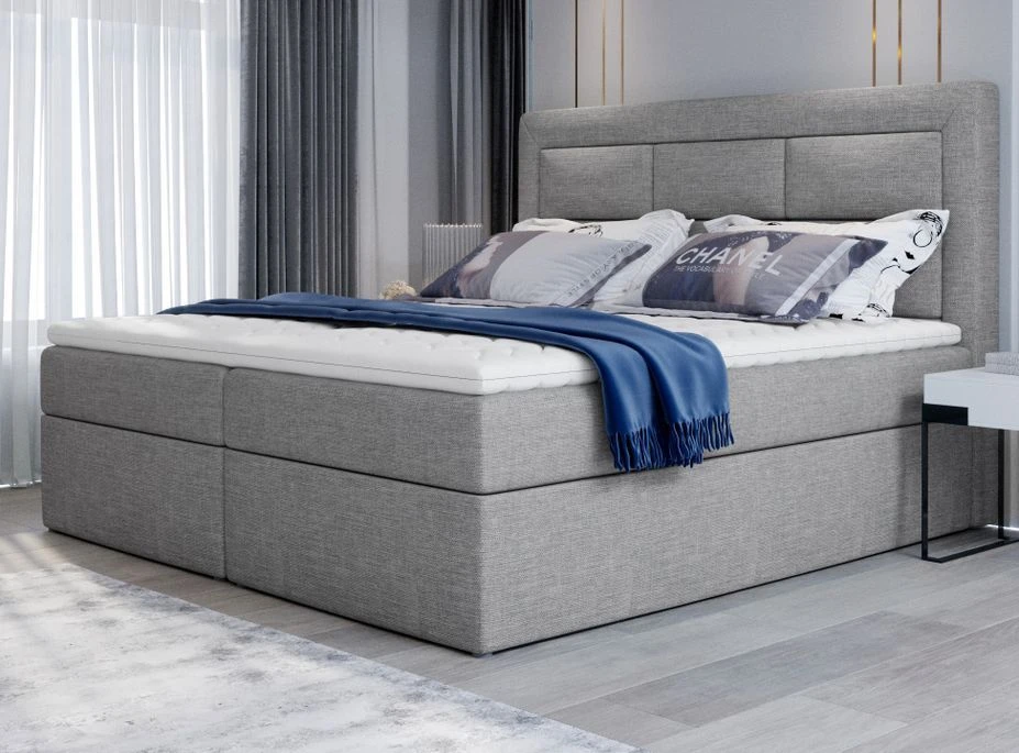 Lit Continental Tissu Gris Clair Chiné Balore 3 Lit Continental Tissu Gris Clair Chiné Balore