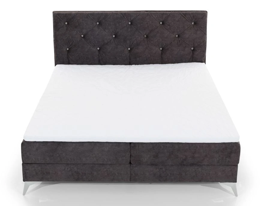 Lit Design Continental Avec Tête De Lit Capitonnée Strass Tissu Rose Banky 11 Lit Design Continental Avec Tête De Lit Capitonnée Strass Tissu Rose Banky – Image 9