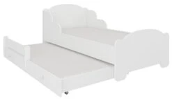 Lit Enfant Bois Blanc 2 Couchages 70x140 Ou 80x160 Cm - Sommier Et Matelas Inclus - Madale