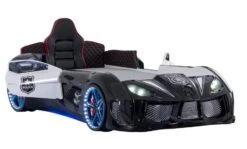 Lit Enfant Voiture De Police Noir Speed 90x190 Cm