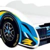 Lit Enfant Voiture F1 Blue Bird Bleu 70x140 Cm - Sommier Et Matelas Inclus