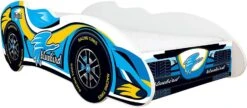 Lit Enfant Voiture F1 Blue Bird Bleu 70x140 Cm - Sommier Et Matelas Inclus