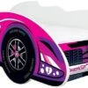Lit Enfant Voiture F1 Tweet Car Rose 70x140 Cm - Sommier Et Matelas Inclus