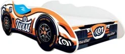 Lit Enfant Voiture F1 Twist Orange 70x140 Cm - Sommier Et Matelas Inclus