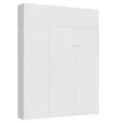 Lit Escamotable 120x190 Cm Avec 1 Colonne De Rangement 2 Meubles Hauts Bois Blanc Kanto -Disney Cars Soldes lit escamotable 120x190 cm avec 1 colonne de rangement 2 meubles hauts bois blanc kanto 8050598027219 1317863