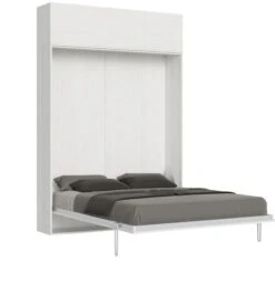 Lit Escamotable 140x190 Cm Avec 1 Meuble Haut Bois Blanc Kanto