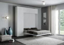 Lit Escamotable 160x190 Cm Avec 1 Colonne De Rangement 2 Meubles Hauts Bois Blanc Kanto -Disney Cars Soldes lit escamotable 160x190 cm avec 1 colonne de rangement 2 meubles hauts bois blanc kanto 8050598026816 1317877