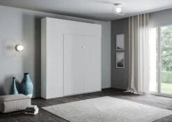 Lit Escamotable 160x190 Cm Avec 1 Colonne De Rangement 2 Meubles Hauts Bois Blanc Kanto -Disney Cars Soldes lit escamotable 160x190 cm avec 1 colonne de rangement 2 meubles hauts bois blanc kanto 8050598026816 1317878