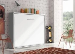 Lit Escamotable Horizontal 80x200 Cm Blanc Satiné Valok