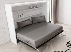 Lit Escamotable Horizontal 90x180 Cm Avec étagères Intérieures Rankar