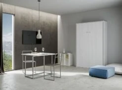 Lit Escamotable Vertical Frêne Blanc Kanto 120x190 Cm