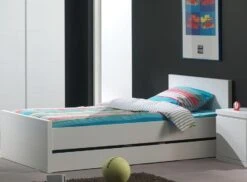 Lit Gigogne 90x200 Cm Bois Laqué Blanc Lara