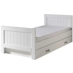 Lit Gigogne 90x200 Cm Bois Laqué Blanc Lewis