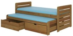 Lit Gigogne Bois Oak 2 Couchages 90x200 Cm Avec 2 Coffres De Rangement Balina