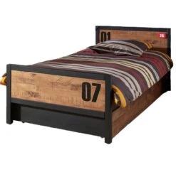 Lit Gigogne Pin Massif Foncé Et Noir Alex 90x200 Cm