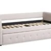 Lit Gigogne Tissu Beige Capitonné Mark 90