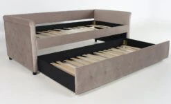 Lit Gigogne Velours Taupe Capitonné Mark 90x190 Cm -Disney Cars Soldes lit simple gigogne garry velours taupe 3327480052938 558372