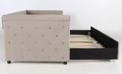 Lit Gigogne Velours Taupe Capitonné Mark 90x190 Cm -Disney Cars Soldes lit simple gigogne garry velours taupe 3327480052938 558373