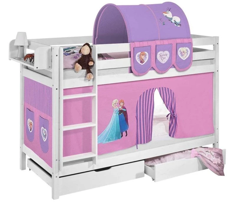 Lit Superposable Blanc Et Rideau Rose Clair Reine Des Neiges 90x190 Cm 3 Lit Superposable Blanc Et Rideau Rose Clair Reine Des Neiges 90x190 Cm