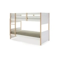 Lit Superposé 90 X 200 Cm - Blanc Pin Massif - Sommier Inclus - L 200 X P 104 X H 155 Cm - YARA