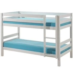 Lit Superposé 90x200 Cm Pin Massif Laqué Blanc Pino H 140 Cm