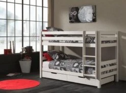 Lit Superposé 90x200 Cm Pin Massif Laqué Blanc Pino H 140 Cm -Disney Cars Soldes lit superpose 90x200 cm pin massif laque blanc pino h 140 cm 5420070207478 692924