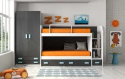 Lit Superposé Avec Rangement Bi Couleur Maxo 90x190 Cm