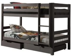 Lit Superposé Avec Tiroir Pin Massif Taupe Pino H 140