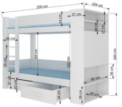 Lit Superposé Blanc Et Bois Artisan 2 Couchages 90x200 Cm Avec Rangement Mila -Disney Cars Soldes lit superpose blanc et bois artisan 2 couchages 90x200 cm avec rangement mila 3666722953818 1508485