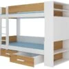Lit Superposé Blanc Et Bois Artisan 2 Couchages 90x200 Cm Avec Rangement Mila -Disney Cars Soldes lit superpose blanc et bois artisan 2 couchages 90x200 cm avec rangement mila 3666722953818 1508486