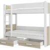 Lit Superposé Blanc Et Bois Sonoma 2 Couchages 80x180 Cm Ou 90x200 Cm Avec Tiroirs De Rangement Luka -Disney Cars Soldes lit superpose blanc et bois sonoma 2 couchages 80x180 cm ou 90x200 cm avec tiroirs de rangement luka 3666722953610 1511668