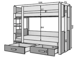 Lit Superposé Blanc Et Bois Sonoma 2 Couchages 80x180 Cm Ou 90x200 Cm Avec Tiroirs De Rangement Luka -Disney Cars Soldes lit superpose blanc et bois sonoma 2 couchages 80x180 cm ou 90x200 cm avec tiroirs de rangement luka 3666722953610 1511672