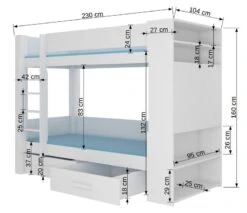 Lit Superposé Blanc Et Bois Sonoma 2 Couchages 90x200 Cm Avec Rangement Mila -Disney Cars Soldes lit superpose blanc et bois sonoma 2 couchages 90x200 cm avec rangement mila 3666722953450 1508492
