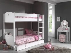 Lit Superposé Blanc Laqué 90x200 Cm Coeur -Disney Cars Soldes lit superpose blanc laque 90x200 cm coeur 5420070219075 92067