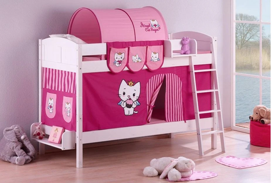 Lit Superposé Blanc Laqué Et Rideau Angel Cat Sugar 90x200 Cm 8 Lit Superposé Blanc Laqué Et Rideau Angel Cat Sugar 90x200 Cm – Image 6