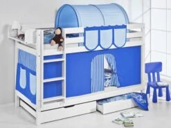 Lit Superposé Blanc Laqué Rideaux Bleu 90x190cm 15 Lit Superposé Blanc Laqué Rideaux Bleu 90x190cm -Disney Cars Soldes lit superpose blanc laque rideaux bleu 90x190cm 130717