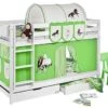 Lit Superposé Blanc Laqué Rideaux Chevaux Vert 90x200cm -Disney Cars Soldes lit superpose blanc laque rideaux chevaux vert 90x200cm 130722