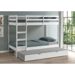 Lit Superposé Enfant Avec Tiroir Lit - Bois Pin Massif - Blanc - Sommiers Inclus - 3 X 90 X 190 Cm - FOSTER -Disney Cars Soldes lit superpose enfant avec tiroir lit bois pin massif blanc sommiers inclus 3 x 90 x 190 cm foster 3770017653861 752763