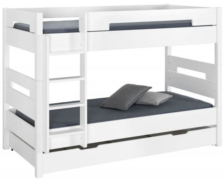 Lit Superposé Gigogne 90x190 Cm Hêtre Massif Blanc Milo 3 Lit Superposé Gigogne 90x190 Cm Hêtre Massif Blanc Milo