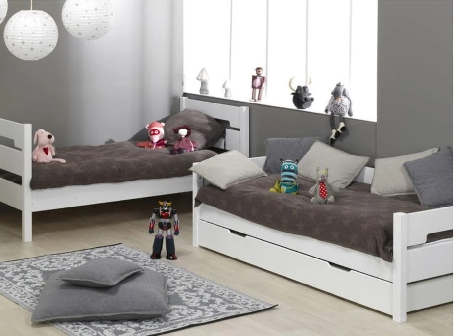 Lit Superposé Gigogne 90x190 Cm Hêtre Massif Blanc Milo 6 Lit Superposé Gigogne 90x190 Cm Hêtre Massif Blanc Milo – Image 4