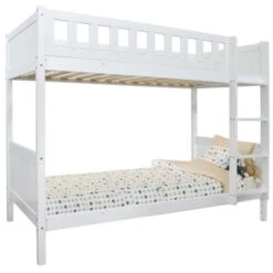 Lit Superposé Pin Massif Blanc Angelie 90x190 Cm