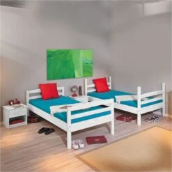 Lit Superposé Pin Massif Vernis Blanc Salva 90x190 Cm -Disney Cars Soldes lit superpose pin massif vernis blanc salva 90x190 cm 4010340292603 6129