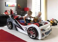 Lit Voiture De Course 90x200 Cm Bois Blanc Rapido -Disney Cars Soldes lit voiture de course 90x200 cm bois blanc car beds 92382